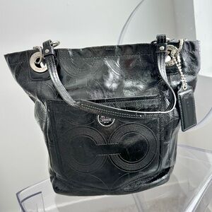 COACH Alex Stitched Signature Patent Leather Tote